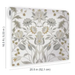 GoodHome Acuama Grey & Yellow Ornamental Metallic Effect Textured Wallpaper -Goodhome goodhome acuama grey yellow ornamental metallic effect textured wallpaper5059340408446 02t