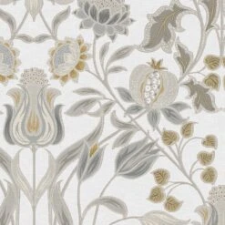 GoodHome Acuama Grey & Yellow Ornamental Metallic Effect Textured Wallpaper -Goodhome goodhome acuama grey yellow ornamental metallic effect textured wallpaper5059340408446 37c