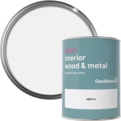 GoodHome Alberta Satin Metal & Wood Paint, 750ml