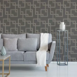 GoodHome Amfi Grey Geometric Metallic Effect Textured Wallpaper -Goodhome goodhome amfi grey geometric metallic effect textured wallpaper5059340408538 21i