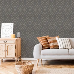 GoodHome Andal Grey Geometric Metallic Effect Textured Wallpaper -Goodhome goodhome andal grey geometric metallic effect textured wallpaper5059340408569 20i