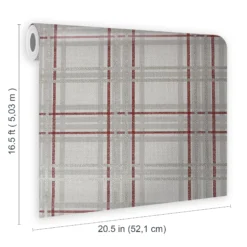 GoodHome Atherton Red Tartan Metallic Effect Textured Wallpaper -Goodhome goodhome atherton red tartan metallic effect textured wallpaper5059340410555 02t