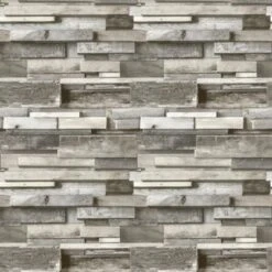 GoodHome Baddiley Grey Wood Effect Textured Wallpaper