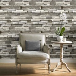 GoodHome Baddiley Grey Wood Effect Textured Wallpaper -Goodhome goodhome baddiley grey wood effect textured wallpaper5059340410647 02i