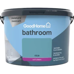 GoodHome Bathroom Nice Soft Sheen Emulsion Paint, 2.5L -Goodhome goodhome bathroom nice soft sheen emulsion paint 2 5l3663602592273 02c