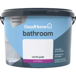 GoodHome Bathroom North Pole Soft Sheen Emulsion Paint, 2.5L -Goodhome goodhome bathroom north pole soft sheen emulsion paint 2 5l3663602401070 02c