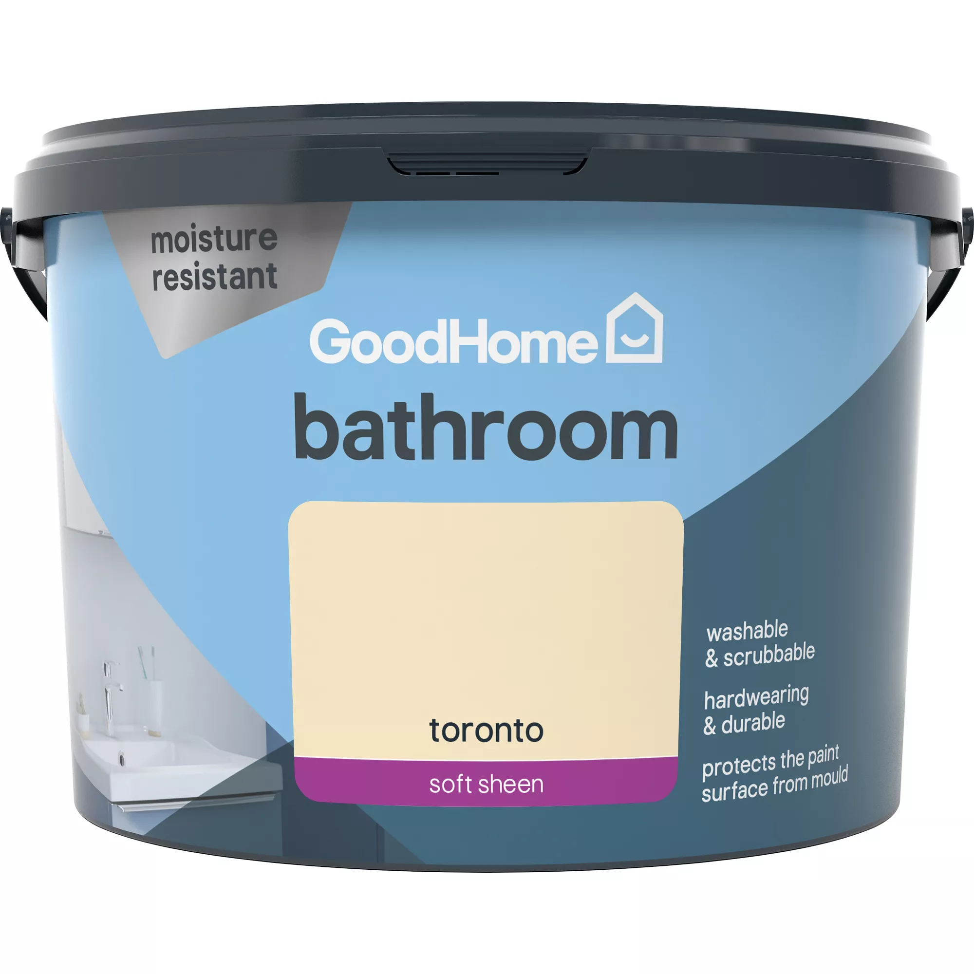 GoodHome Bathroom Toronto Soft Sheen Emulsion Paint, 2.5L 5 GoodHome Bathroom Toronto Soft Sheen Emulsion Paint, 2.5L - Image 3