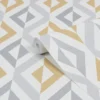 GoodHome Beril Grey & Ochre Geometric Gold Effect Textured Wallpaper -Goodhome goodhome beril grey ochre geometric gold effect textured wallpaper5059340408750 01c