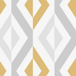 GoodHome Beril Grey & Ochre Geometric Gold Effect Textured Wallpaper -Goodhome goodhome beril grey ochre geometric gold effect textured wallpaper5059340408750 37c