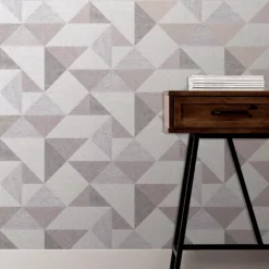 GoodHome Bretby Grey Geometric Metallic Effect Smooth Wallpaper -Goodhome goodhome bretby grey geometric metallic effect smooth wallpaper5059340410494 20i