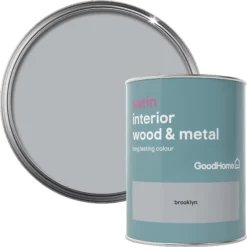 GoodHome Brooklyn Satin Metal & Wood Paint, 750ml