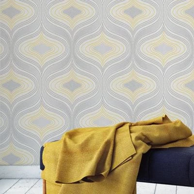 GoodHome Calveley Grey & Yellow Diamond Glitter & Mica Effect Textured Wallpaper 4 GoodHome Calveley Grey & Yellow Diamond Glitter & Mica Effect Textured Wallpaper - Image 2
