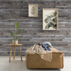GoodHome Cardew Grey Wood Effect Matt Mural -Goodhome goodhome cardew grey wood effect matt mural5059340410142 02i