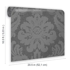 GoodHome Chalfont Charcoal Damask Glitter Effect Textured Wallpaper -Goodhome goodhome chalfont charcoal damask glitter effect textured wallpaper5059340410708 02t