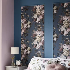 GoodHome Chryso Blue Floral Textured Wallpaper -Goodhome goodhome chryso blue floral textured wallpaper5059340408873 01i