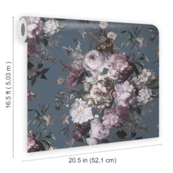 GoodHome Chryso Blue Floral Textured Wallpaper -Goodhome goodhome chryso blue floral textured wallpaper5059340408873 02t