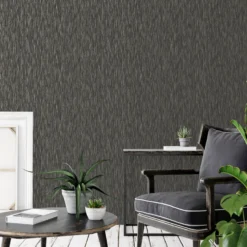 GoodHome Ciral Black Plains Metallic Effect Textured Wallpaper -Goodhome goodhome ciral black plains metallic effect textured wallpaper5059340408910 20i