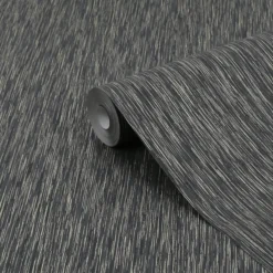 GoodHome Ciral Black Plains Metallic Effect Textured Wallpaper -Goodhome goodhome ciral black plains metallic effect textured wallpaper5059340408910 36c