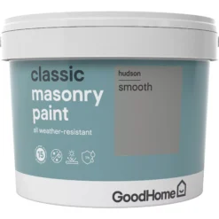 GoodHome Classic Hudson Smooth Matt Masonry Paint, 10L -Goodhome goodhome classic hudson smooth matt masonry paint 10l3663602521839 08c bq