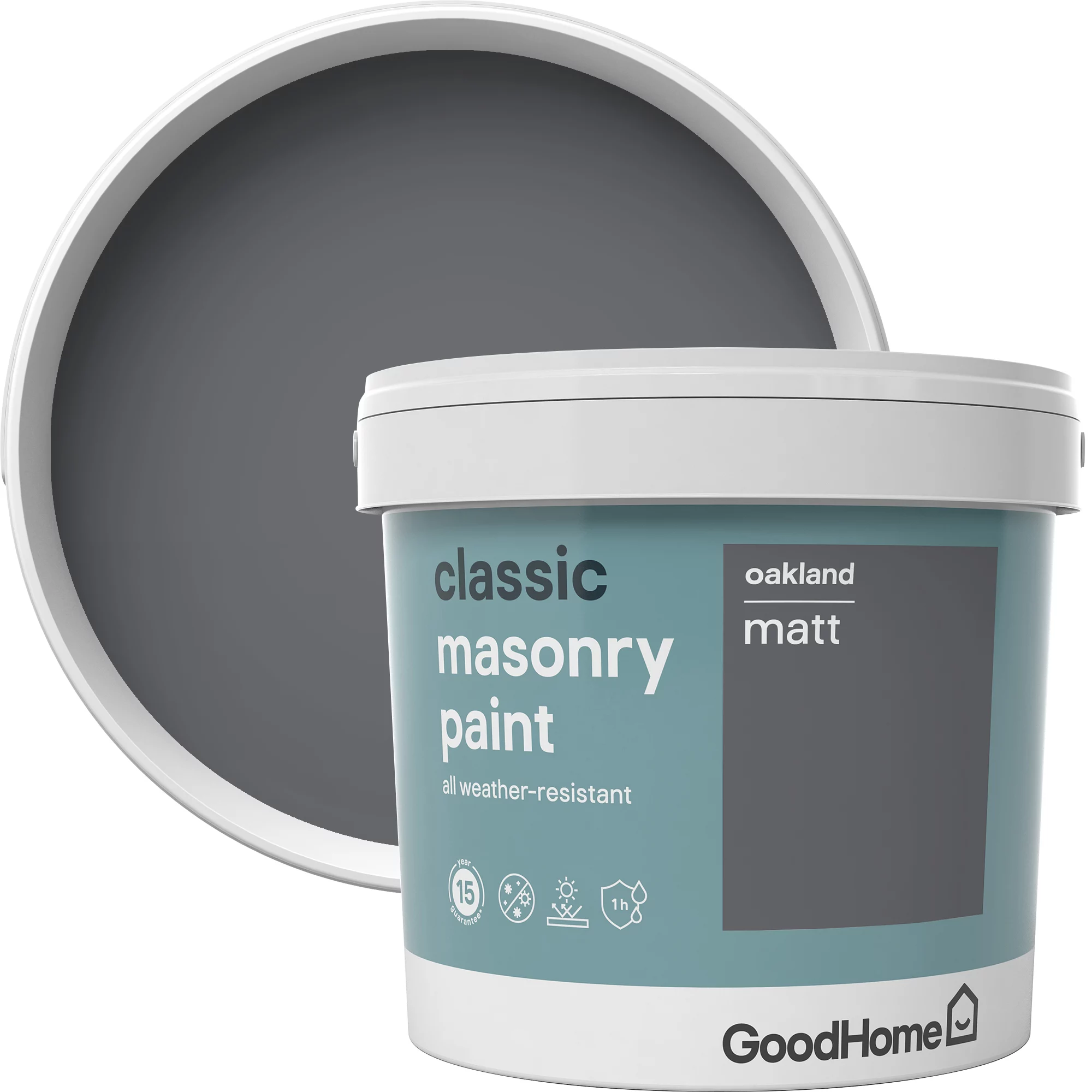 GoodHome Classic Oakland Smooth Matt Masonry Paint, 5L Tin 4 GoodHome Classic Oakland Smooth Matt Masonry Paint, 5L Tin - Image 2