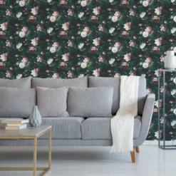 GoodHome Crewe Green Floral Smooth Wallpaper -Goodhome goodhome crewe green floral smooth wallpaper5059340410531 20i
