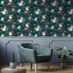 GoodHome Crewe Green Floral Smooth Wallpaper -Goodhome goodhome crewe green floral smooth wallpaper5059340410531 21i