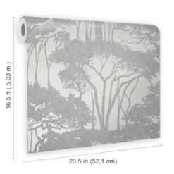 GoodHome Danson Grey Trees Silver Effect Textured Wallpaper -Goodhome goodhome danson grey trees silver effect textured wallpaper5059340410548 02t