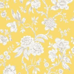 GoodHome Davenham Yellow Floral Metallic Effect Smooth Wallpaper -Goodhome goodhome davenham yellow floral metallic effect smooth wallpaper5059340410487 38c