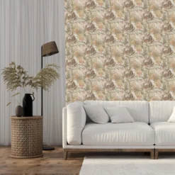 GoodHome Dioman Beige Tropical Leaves Textured Wallpaper -Goodhome goodhome dioman beige tropical leaves textured wallpaper5059340409047 01i