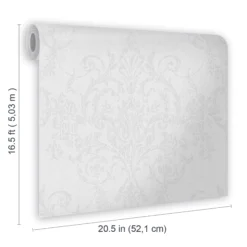 GoodHome Dovenby Grey Damask Silver Effect Textured Wallpaper -Goodhome goodhome dovenby grey damask silver effect textured wallpaper5059340410500 02t