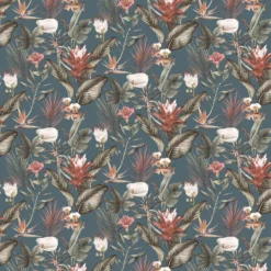 GoodHome Druzy Blue Tropical Leaves Textured Wallpaper