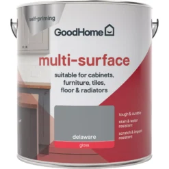 GoodHome Durable Delaware Gloss Multi-surface Paint, 2L -Goodhome goodhome durable delaware gloss multi surface paint 2l3663602586067 02c