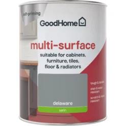 GoodHome Durable Delaware Satin Multi-surface Paint, 750ml -Goodhome goodhome durable delaware satin multi surface paint 750ml3663602585718 02c