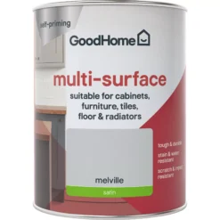 GoodHome Durable Melville Satin Multi-surface Paint, 750ml -Goodhome goodhome durable melville satin multi surface paint 750ml3663602585817 02c