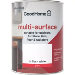 GoodHome Durable North Pole (Brilliant White) Gloss Multi-surface Paint, 750ml -Goodhome goodhome durable north pole brilliant white gloss multi surface paint 750ml3663602585596 02c
