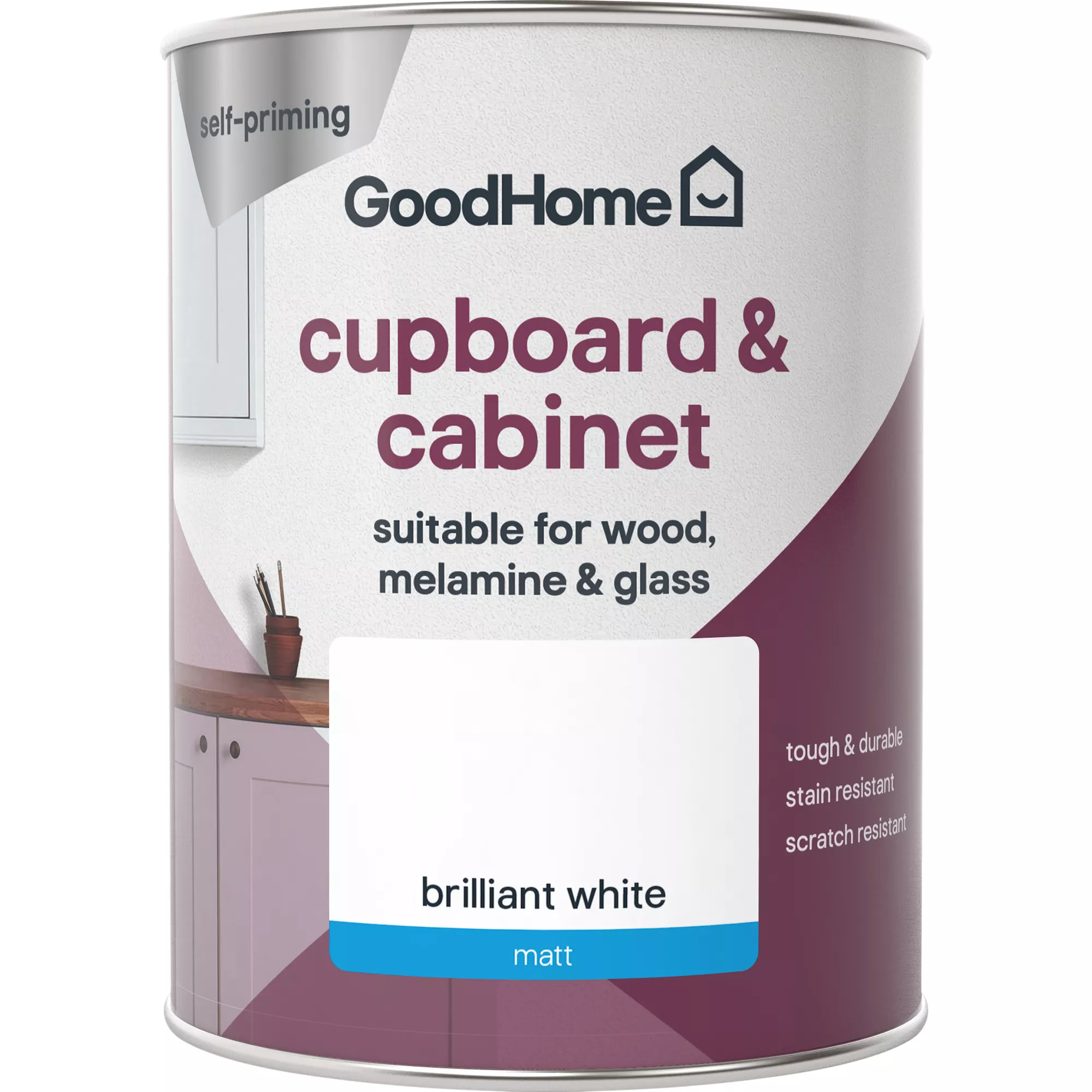 GoodHome Durable North Pole (Brilliant White) Matt Cabinet & Wardrobe Paint, 750ml 3 GoodHome Durable North Pole (Brilliant White) Matt Cabinet & Wardrobe Paint, 750ml - Image 2
