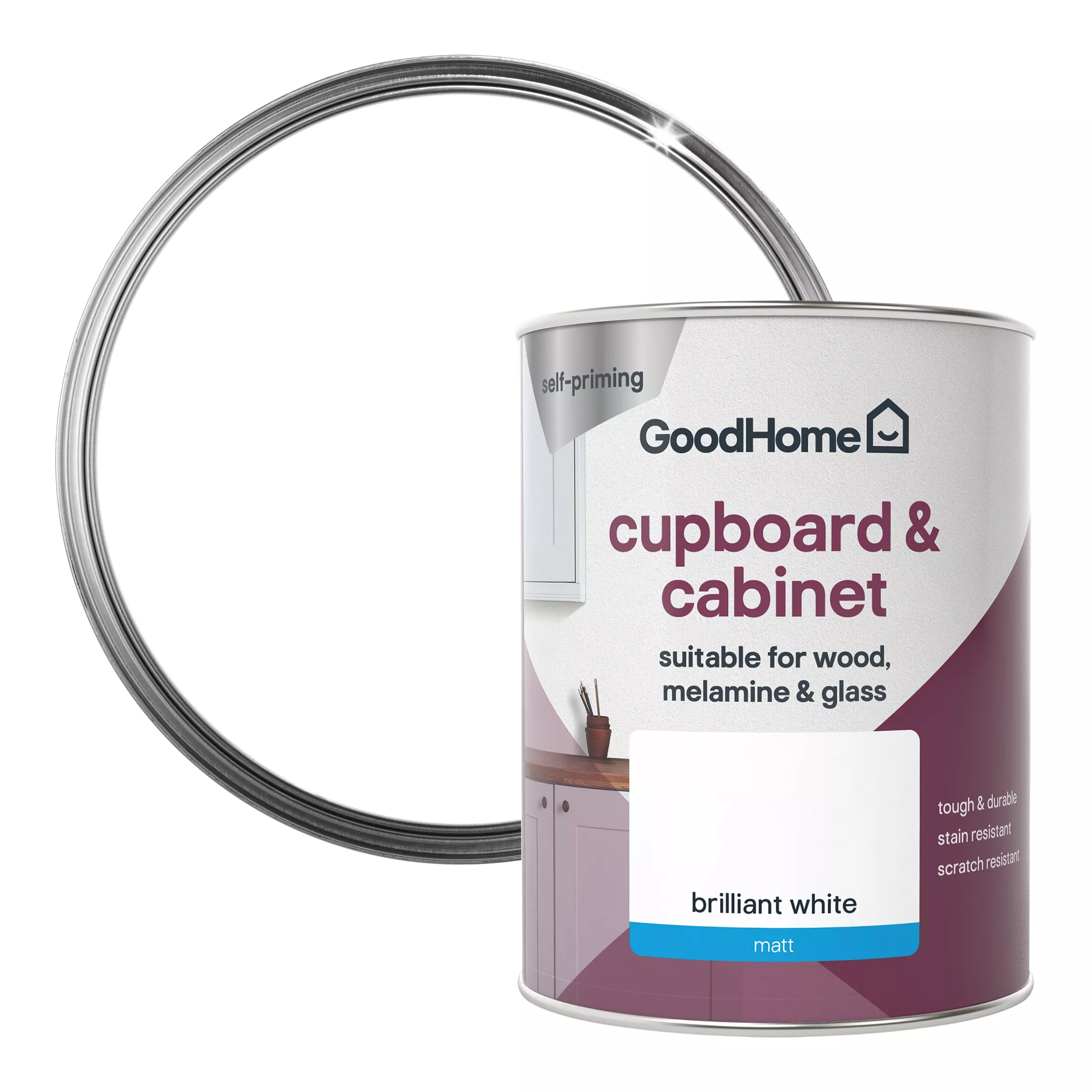 GoodHome Durable North Pole (Brilliant White) Matt Cabinet & Wardrobe Paint, 750ml 2 GoodHome Durable North Pole (Brilliant White) Matt Cabinet & Wardrobe Paint, 750ml