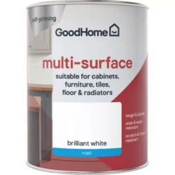 GoodHome Durable North Pole (Brilliant White) Matt Multi-surface Paint, 750ml -Goodhome goodhome durable north pole brilliant white matt multi surface paint 750ml3663602585626 02c