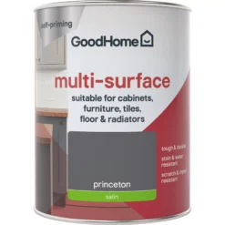 GoodHome Durable Princeton Satin Multi-surface Paint, 750ml -Goodhome goodhome durable princeton satin multi surface paint 750ml3663602585794 02c