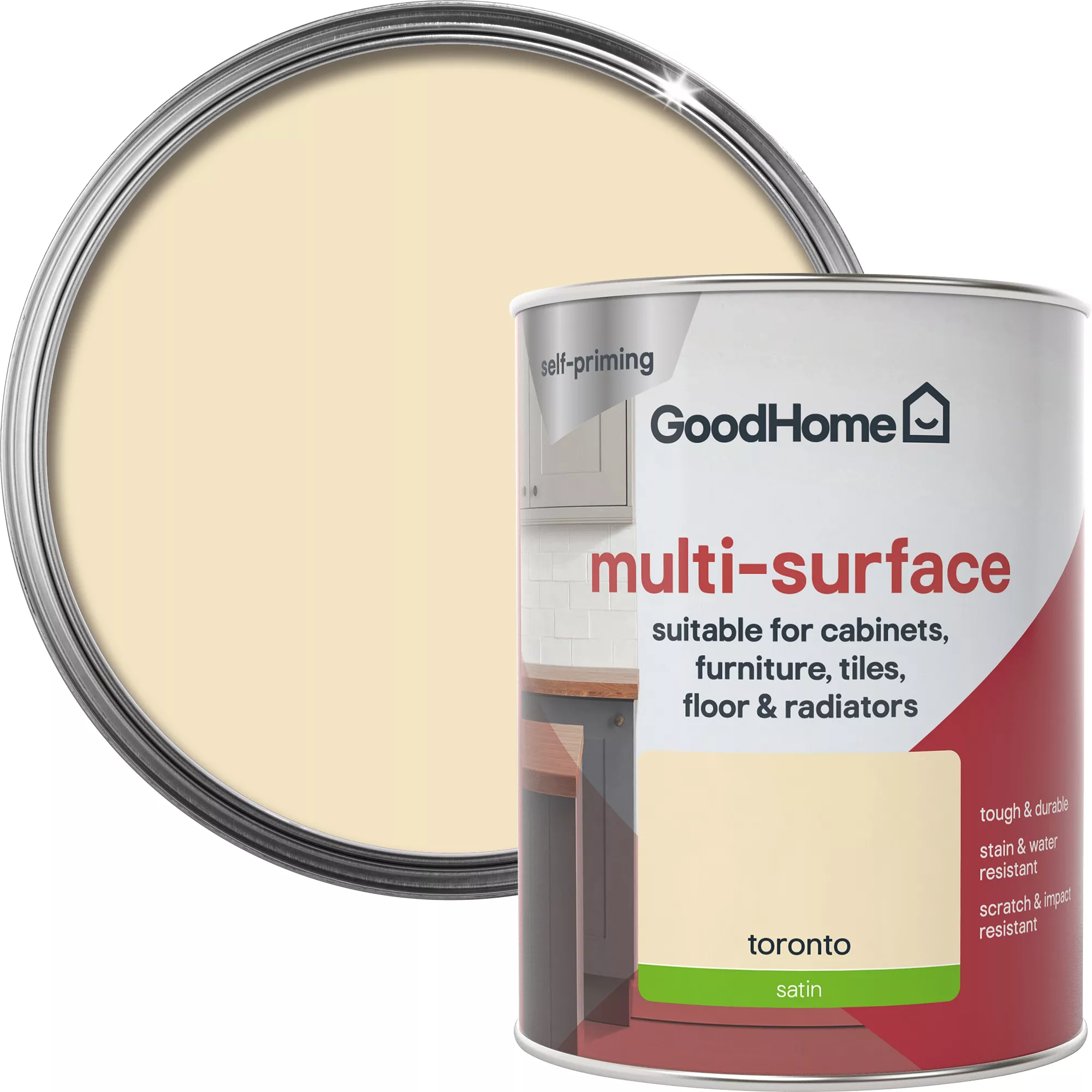 GoodHome Durable Toronto Satin Multi-surface Paint, 750ml 3 GoodHome Durable Toronto Satin Multi-surface Paint, 750ml