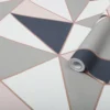 GoodHome Eastnor Navy & Pink Geometric Metallic Effect Smooth Wallpaper