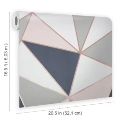 GoodHome Eastnor Navy & Pink Geometric Metallic Effect Smooth Wallpaper 11 GoodHome Eastnor Navy & Pink Geometric Metallic Effect Smooth Wallpaper -Goodhome goodhome eastnor navy pink geometric metallic effect smooth wallpaper5059340410234 02t