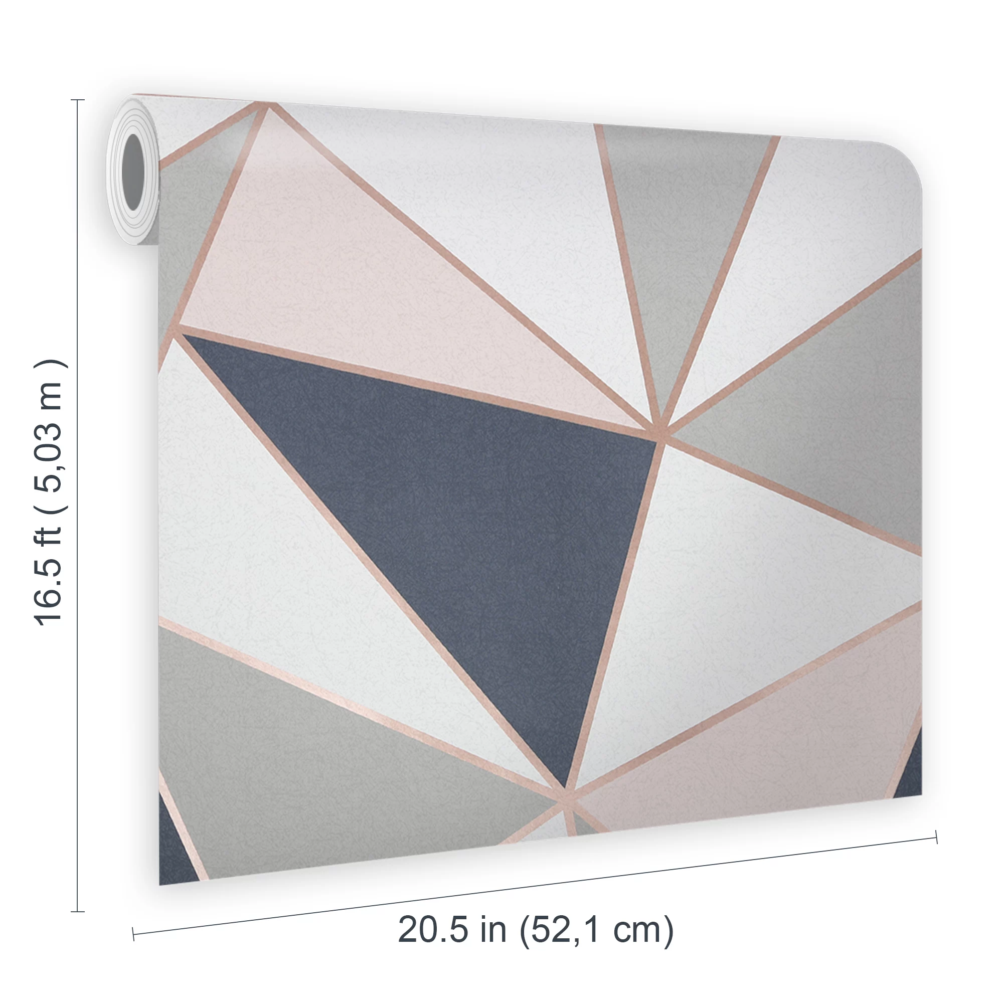 GoodHome Eastnor Navy & Pink Geometric Metallic Effect Smooth Wallpaper 7 GoodHome Eastnor Navy & Pink Geometric Metallic Effect Smooth Wallpaper - Image 5