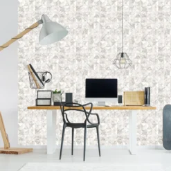 GoodHome Eudya Grey & White Geometric Metallic Effect Textured Wallpaper -Goodhome goodhome eudya grey white geometric metallic effect textured wallpaper5059340409207 01i