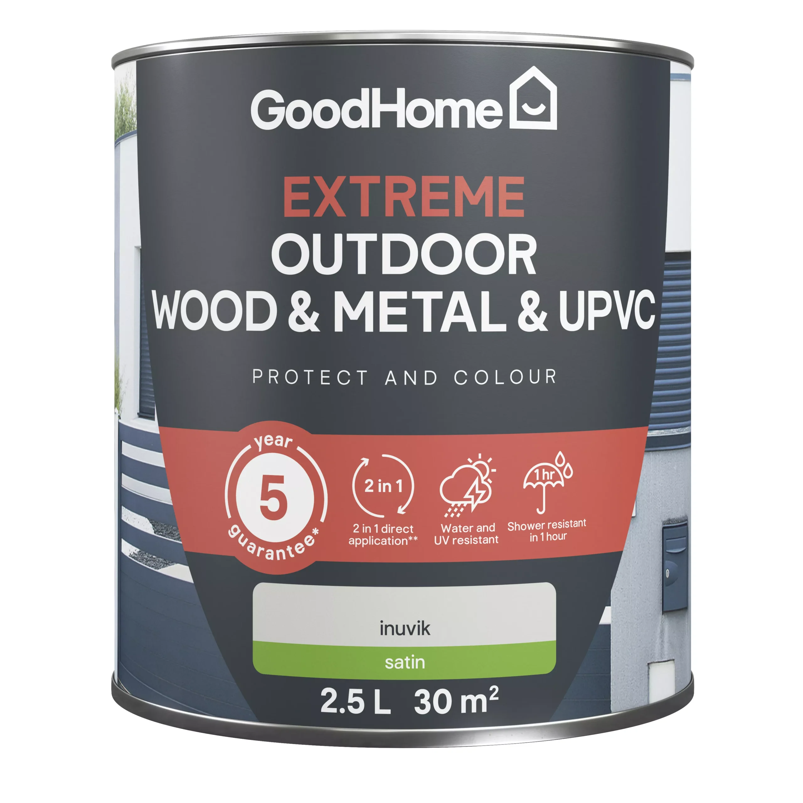 GoodHome Extreme Outdoor Inuvik Satinwood Multi-surface Paint, 2.5L 4 GoodHome Extreme Outdoor Inuvik Satinwood Multi-surface Paint, 2.5L - Image 2