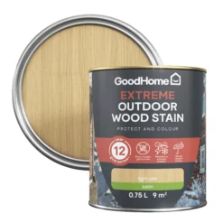 GoodHome Extreme Outdoor Light Oak Satin Quick Dry Wood Stain, 750ml