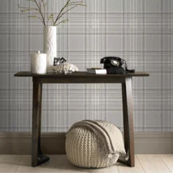 GoodHome Falcata Beige Checked Fabric Effect Smooth Wallpaper -Goodhome goodhome falcata beige checked fabric effect smooth wallpaper3663602562399 01i bq