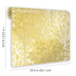 GoodHome Foxhill Yellow Trees Metallic Effect Smooth Wallpaper -Goodhome goodhome foxhill yellow trees metallic effect smooth wallpaper5059340410425 02t