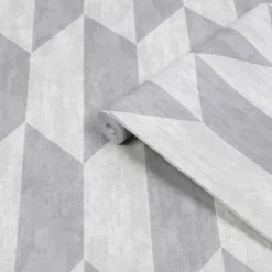 GoodHome Garnet Grey Geometric Silver Effect Textured Wallpaper -Goodhome goodhome garnet grey geometric silver effect textured wallpaper5059340409276 36c