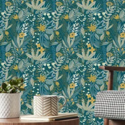 GoodHome Ghips Multicolour Naive Leaves Textured Wallpaper -Goodhome goodhome ghips multicolour naive leaves textured wallpaper5059340409283 01i